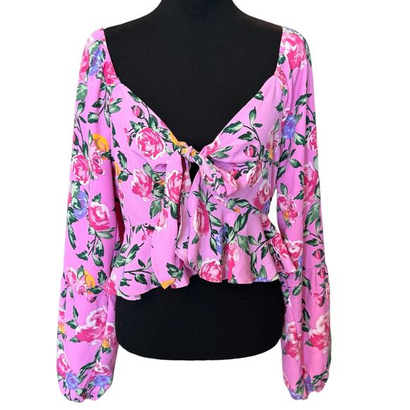 New ~ VERO MODA ~  Nya Print Crop Peplum Top Size XL SPRING SUMMER - Picture 1 of 8